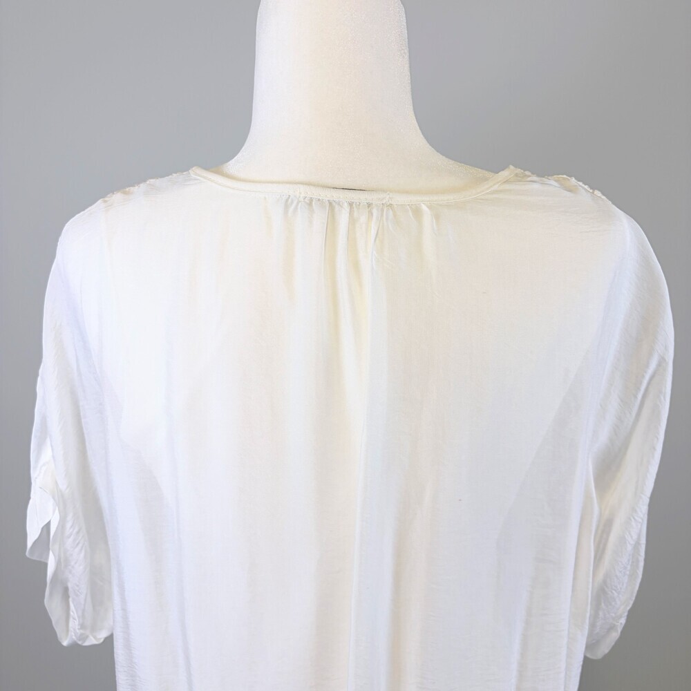 Silk Blouse Italy Embroidered Florals Fairy Core Casual Luxury White Size Small - Picture 14 of 15